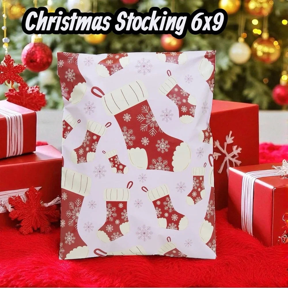 Christmas Stocking Poly Mailers 6x9 Pack of 25